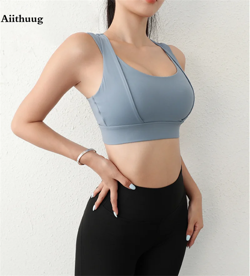 Aiithuug Sports Bras for Yoga Gym Workout Crop Top Fitness Tops Bounce Control Jogging Bras Push Up Running Top Active Wear
