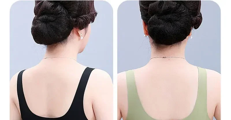 Mom's underwear, middle-aged and elderly women's bras, seamless front open button vest style, oversized summer thin new bra