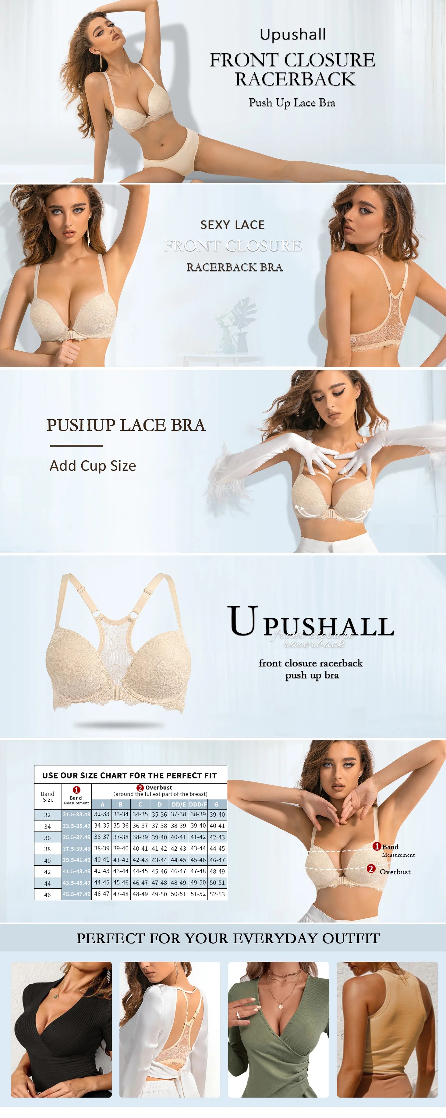 New Sexy Bras For Women Front Closure Bra Adjustable Embroidery Underwear Lace Bralette Mesh Thick Padded Plunge Bras