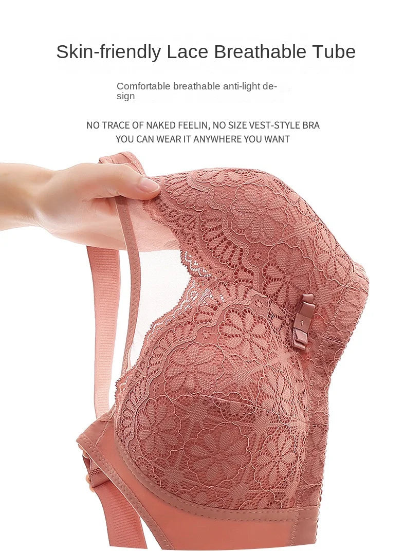 Sexy Lace Bra Cover No Underwire Comfortable Breathable Side Folding Big Breasts Show  Mother Bali Womens Breathe Underwire Bra