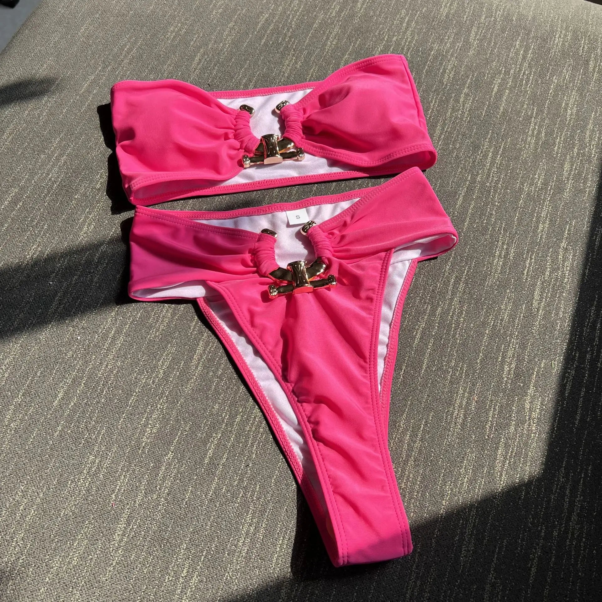 Women's 2025 Solid Bikini Set Top & High-Cut Swim Bottoms Sexy Two-Piece Swimwear for Beach Pool Vacation Seamless Swimsuits