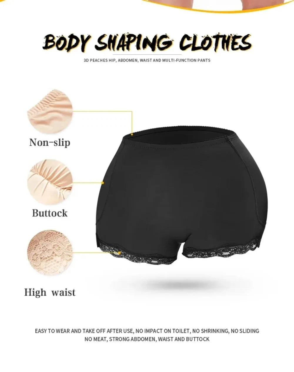 Shapewear Women Seamless Lace Trim Padded Push Up Butt Lifter Panties Shapewear Body Shaper Women Underwear Accessories 1PC