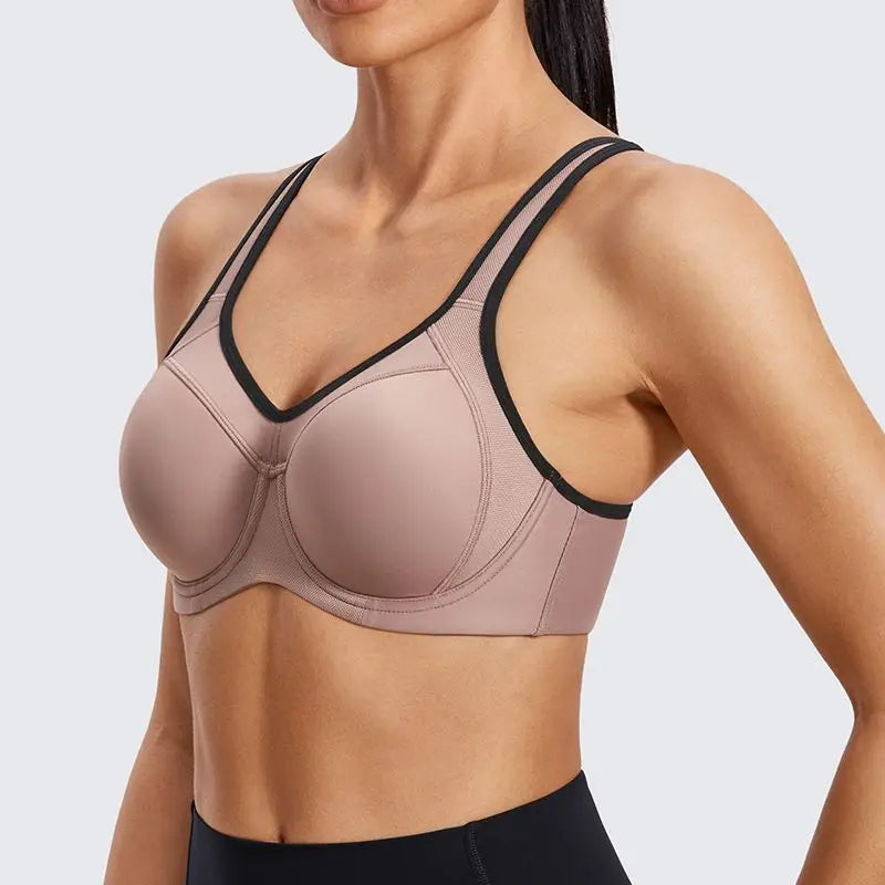 Sports Bra Women Shockproof Push Up Full Support High Impact Racerback Lightly Lined Underwire Undrwear Bras