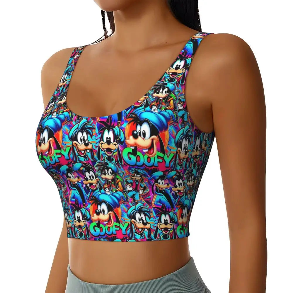 Custom Goofy Cartoons High Impact Sports Bras for Women Mangas Seamless Workout Running Crop Tank Tops