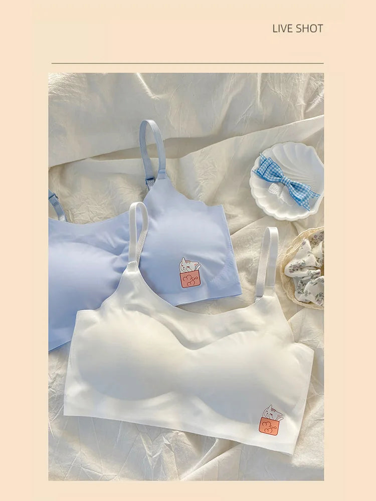 2pcs Bras Women Soft Skin Friendly Ice Silk Sports Yoga Bra Without Steel Ring Comfortable Breathable Support Girls Bra Vest