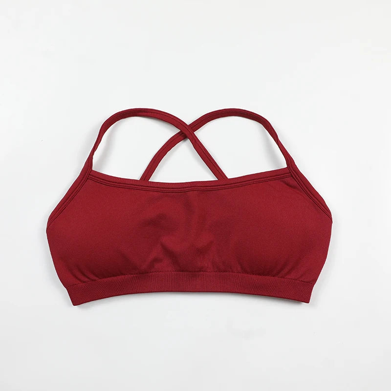 Women's Sports Bras For Running Push Up Seamless Yoga Bra Adjustable Straps Cross Back Fitness Athletic Bra Tops