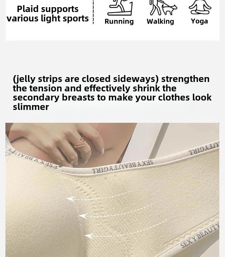 6cm Thickened Push-Up Bra for Small Chest Wireless No Steel Ring Anti-Slip Pads Seamless Invisible Adjustable Straps