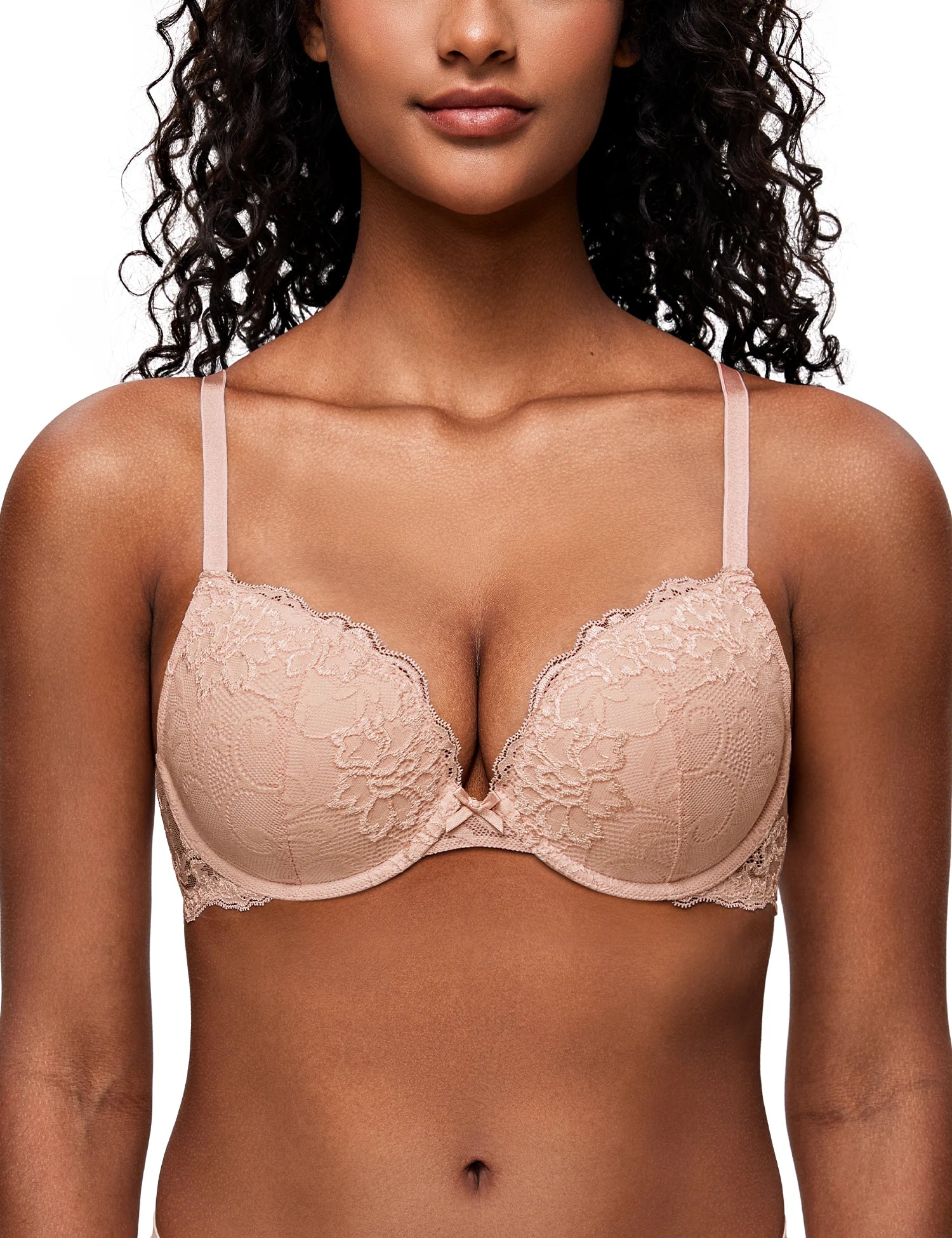 Wingslove Women's Push Up Bra Sexy Lace Lingerie Comfort Padded Bra Brassiere Plunge Lift Up Add One Cup Underwire Bra