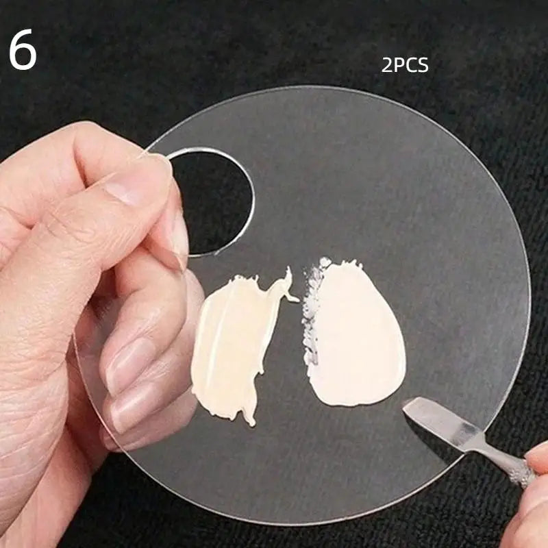 2Pcs Transparent Acrylic Makeup Palette Liquid Foundation Mixing Cream Manual Cosmetic Beauty Makeup Mixer Beauty Tool