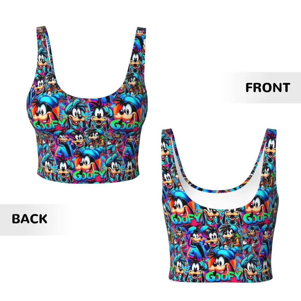 Custom Goofy Cartoons High Impact Sports Bras for Women Mangas Seamless Workout Running Crop Tank Tops