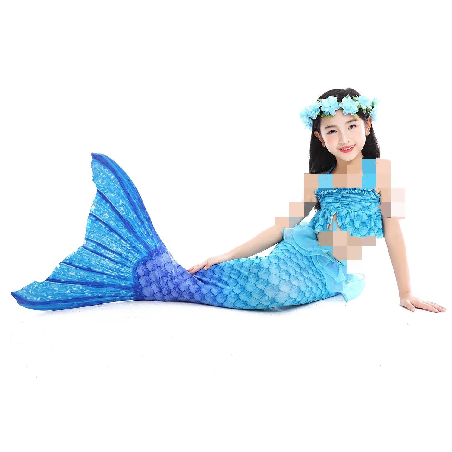 Bikini Top & Mermaid Skirt Girl Swimsuit Kid Swimwear Children Bathers Bathing Swimming Swim Suit Fashion Print Beachwear New