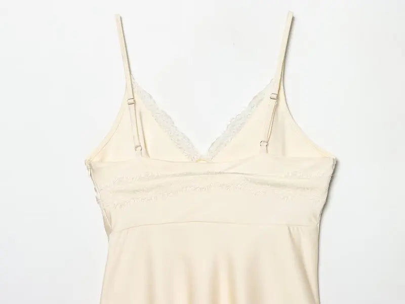 Ladies Silky Satin Slip Dress, Sexy V-Neck Lace Trim Spaghetti Strap Mini Dress, Lightweight for Summer Casual Outings