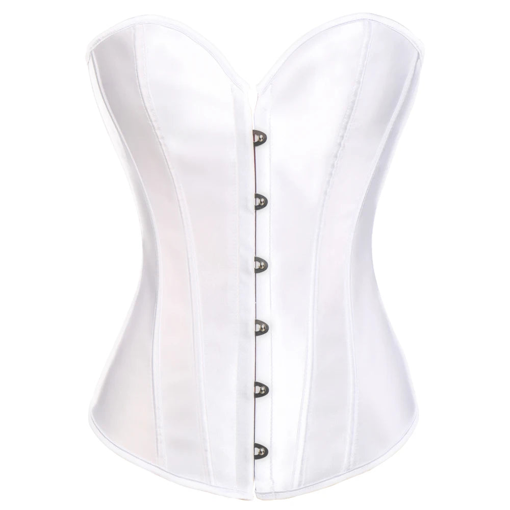 Women's Satin Corsets Top Lace Up Boned Punk Overbust Corset Bustier Lingerie Waist Cincher Body Shaper