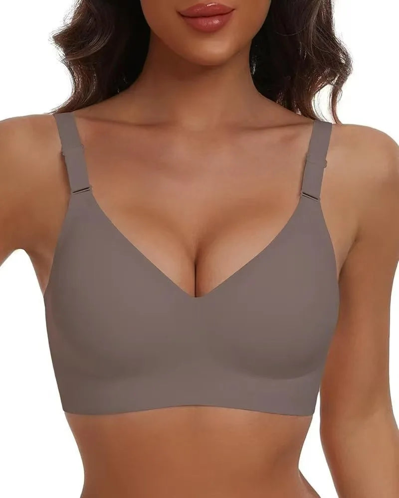 Women's Wireless Push-Up Bra Comfortable No-Wire Full Support Seamless Lift Bralette for Everyday T-Shirt Style