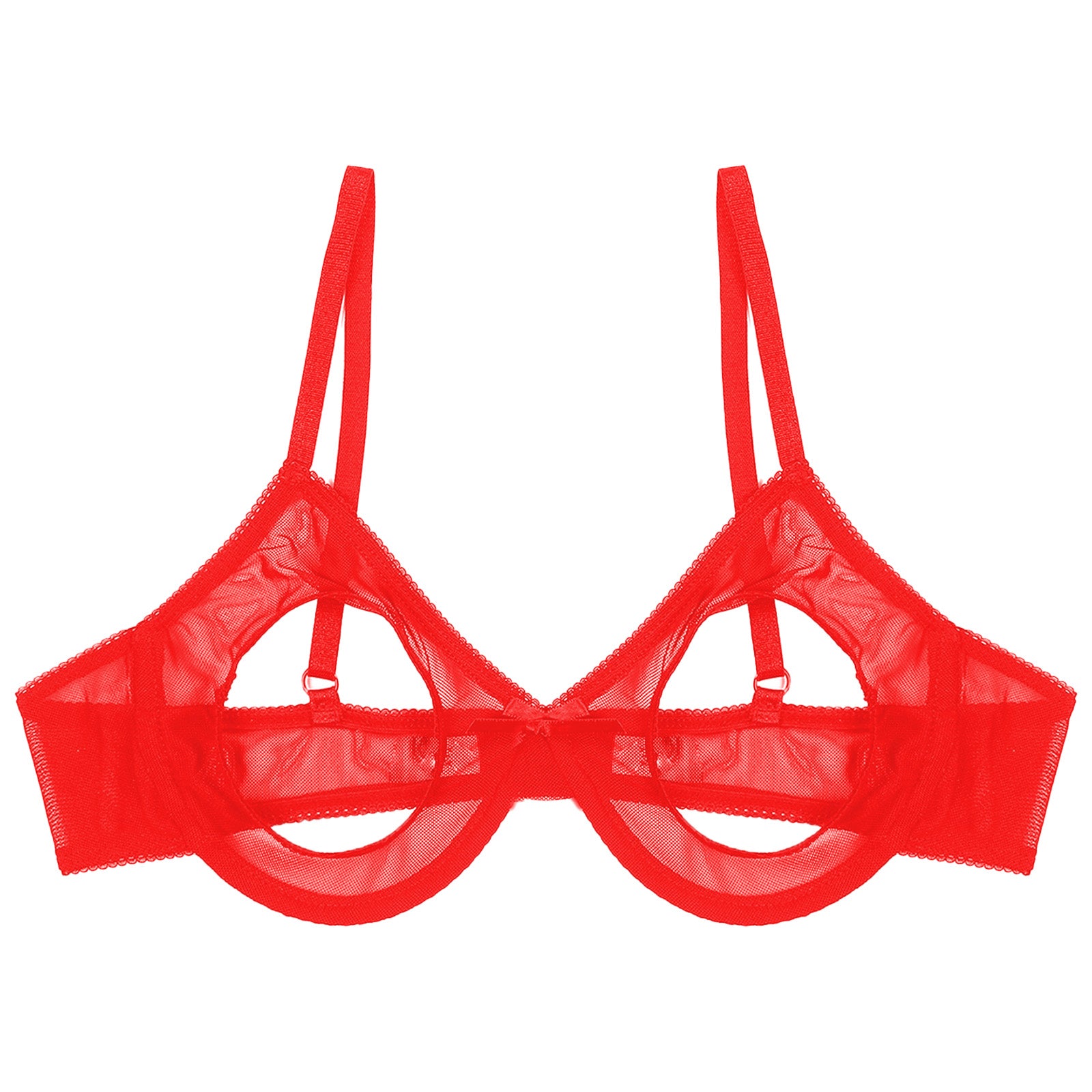 Women's Sheer Mesh Hollow Out Open Nipples Underwired Bra Tops Unlined Bralette Sexy Brassiere Balconette Underwear
