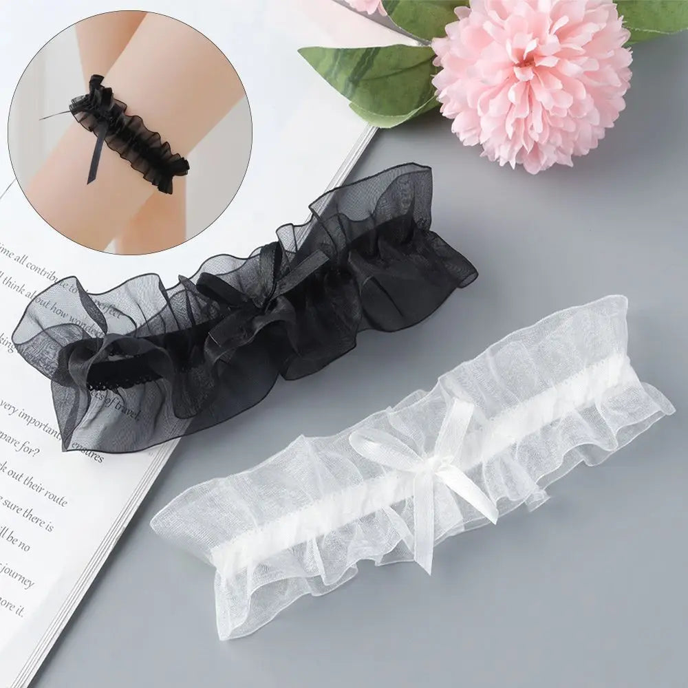 Sexy Fashion Lingerie Garter Belt Wedding Bride Leg Garter Cosplay Party Accessories Bowknot Lace Elastic Leg Ring