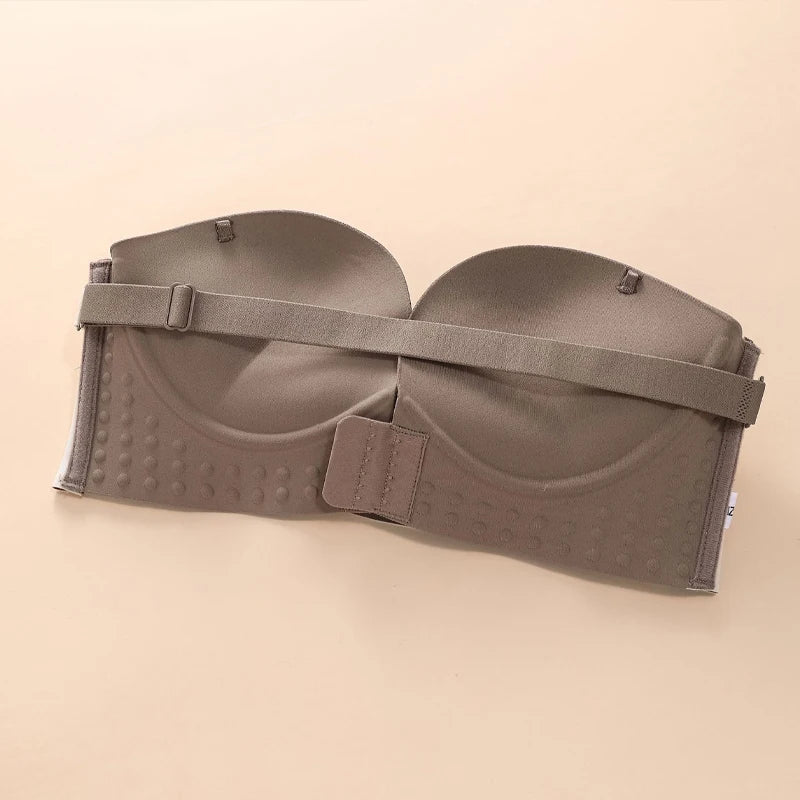 Women's Push-up Strapless Bras Front Buckle Brassiere Sexy Girls Small Chest Underwear Breathable Gathered Bralette Lingerie