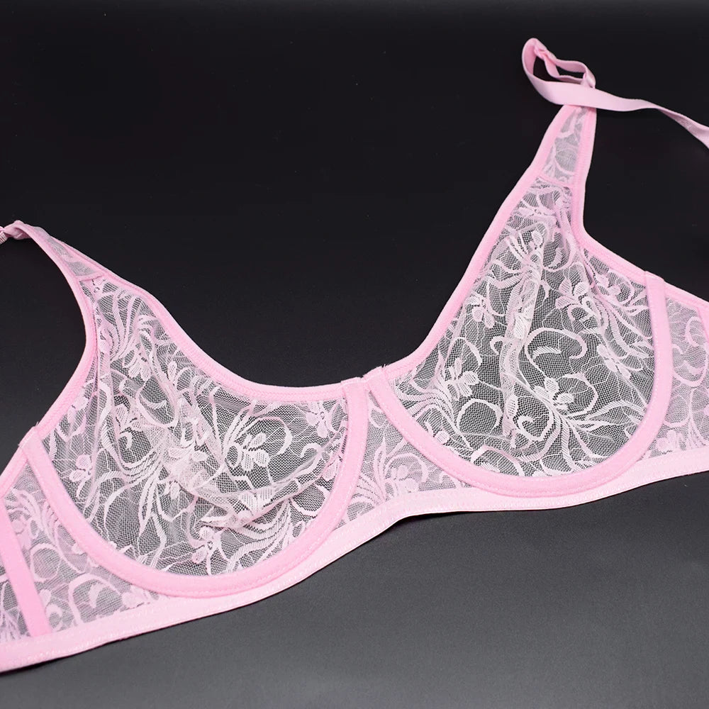 Sexy Womens Bras Unlined Underwire Lace Bra Bralette Unpadded Underwear See Through Lingerie Brassiere BH Top A B C D DD Cup