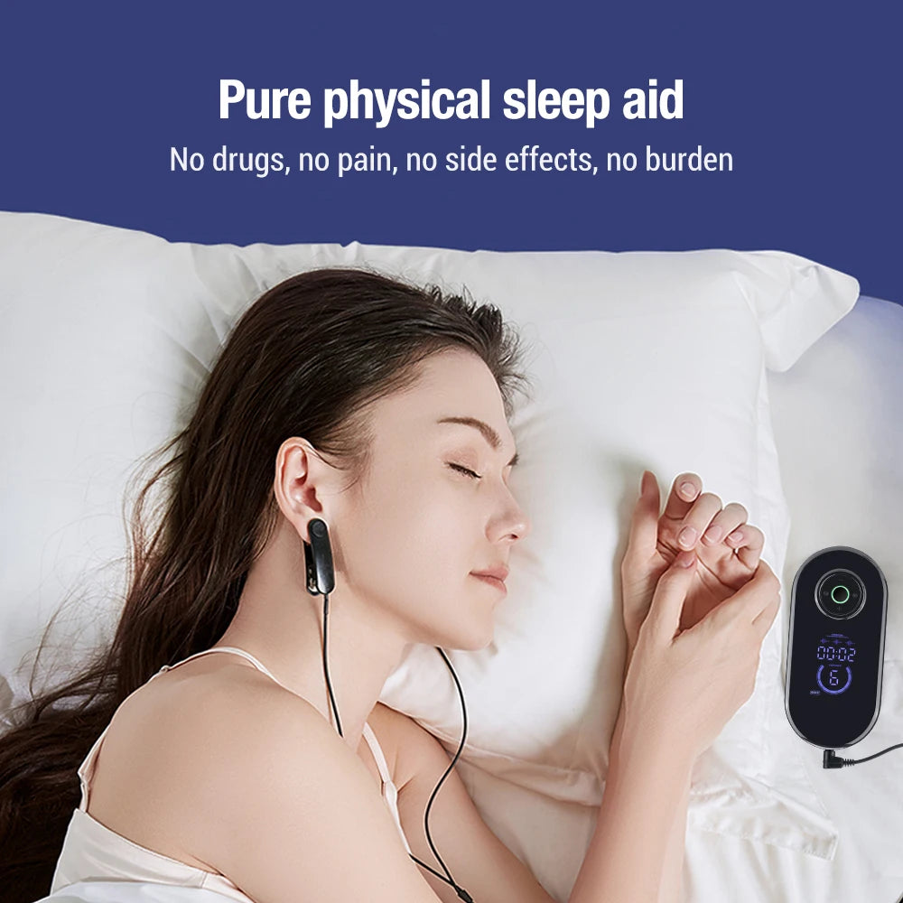 Smart CES Sleep Aid Ear Clip Relaxation Device USB Rechargeable Sleep Helper for Adults Improve Sleep Comfort
