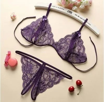 Sexy  Women's Lace  Transparent Thin Large Size  Loose Ice Silk Small Chest Gathering Underwear