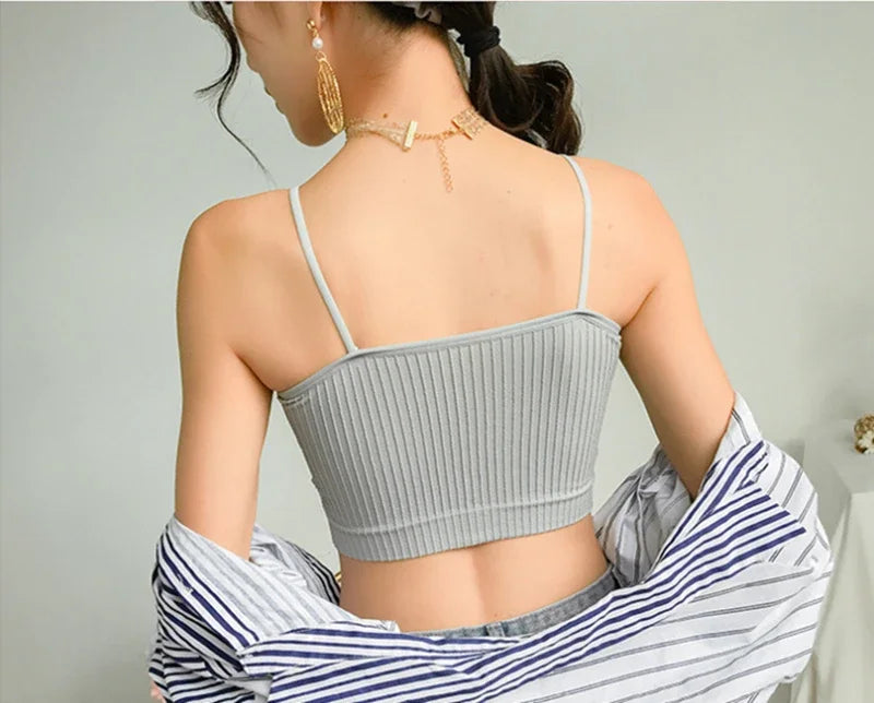 Summer Tube Bras For Women Sexy Seamless Underwear Crop Tops Sexy Lingerie Silky Bandeau Bra Removable Pads Intimates