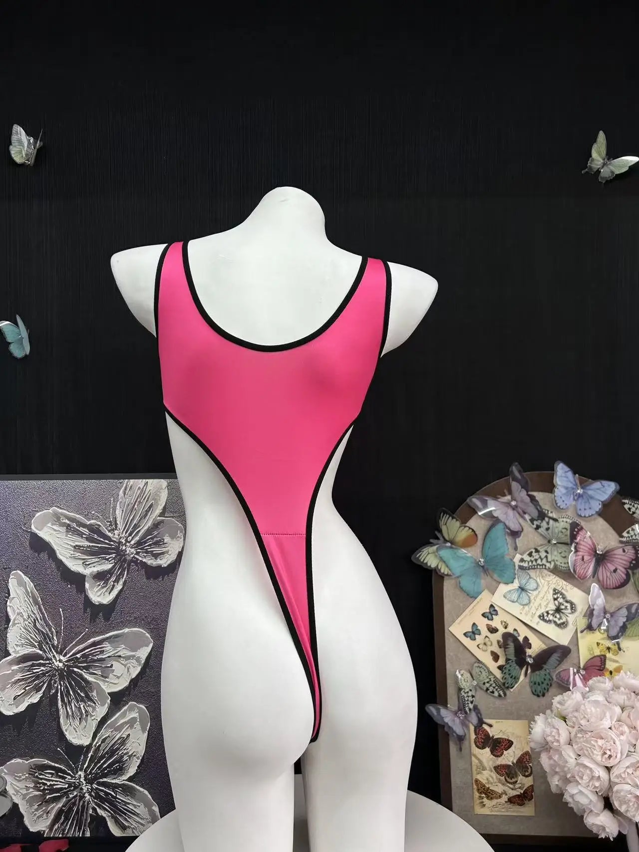 Sexy Lingerie Bodysuit Gaming Girl Sexy Sweet Girl Pure Desire Temptation High Elastic Print High-Cut Bikini Three-Point