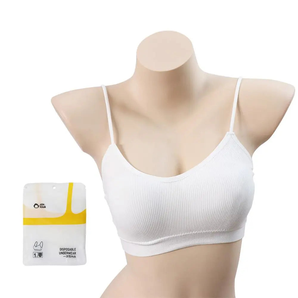 Portable Wireless Disposable Bras Straps with Chest Pad Disposable Bralette Cotton Bralettes for Women For Women