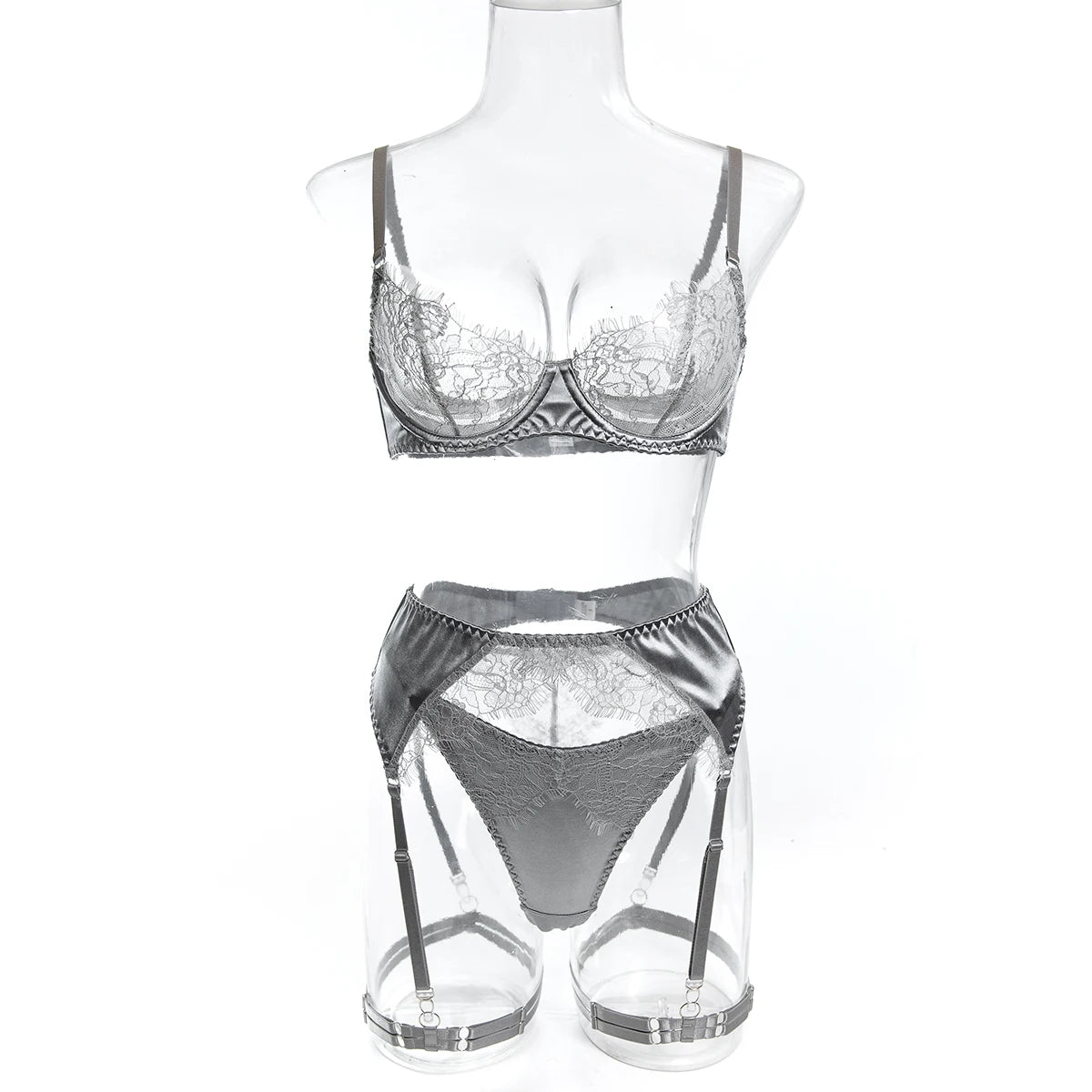 Sexy Lace Lingerie Set with Garter Belt and Leg Strap,   Intimate Wear for Women,  Elegant Bra & Panty Set for Special Occasions