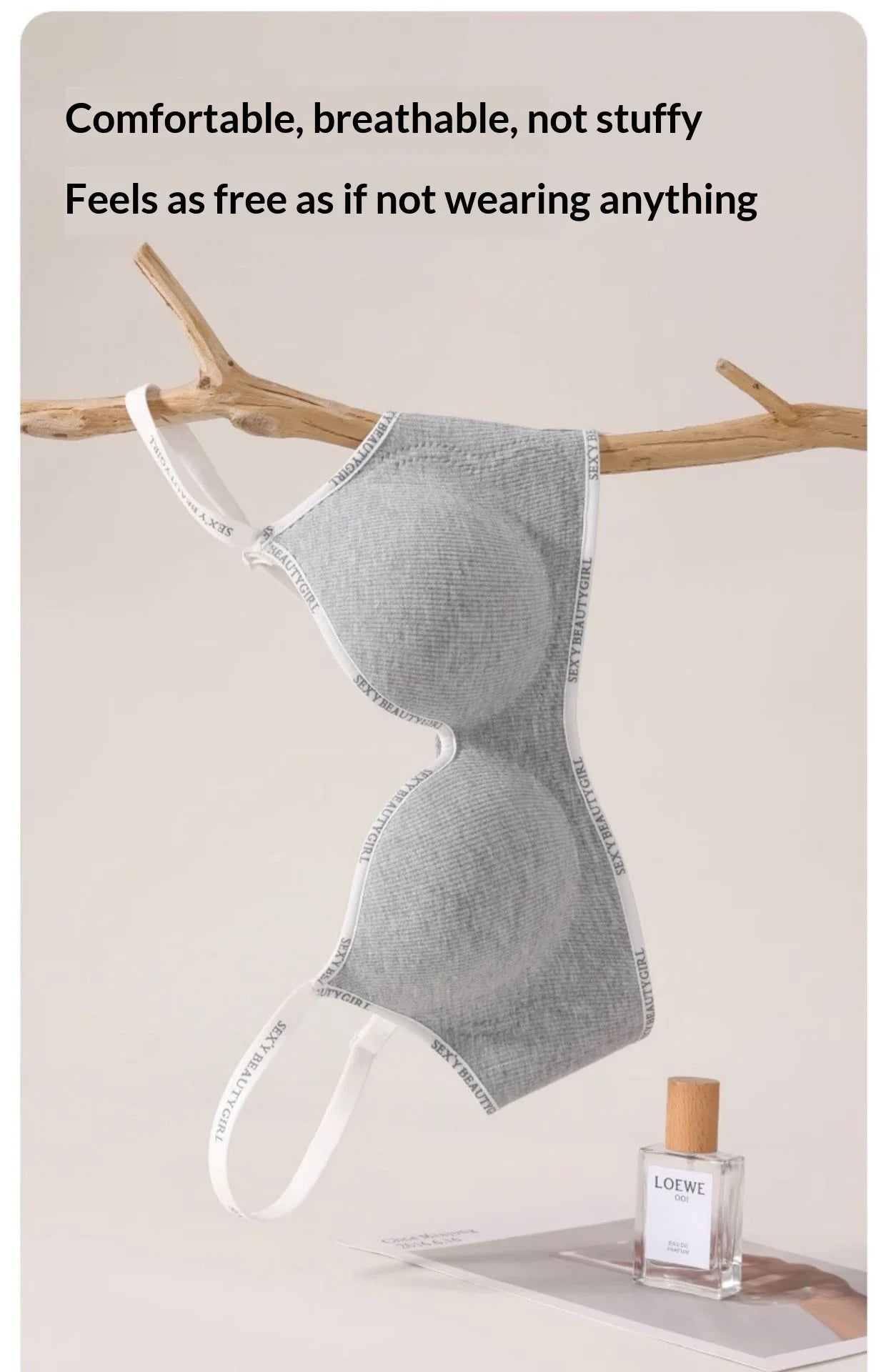 New Fashion Bra for Smaller Busts: Enhances and Gathers with Letter Design Wire-Free, Nude-Feel, Skin-Friendly One-Piece Bra