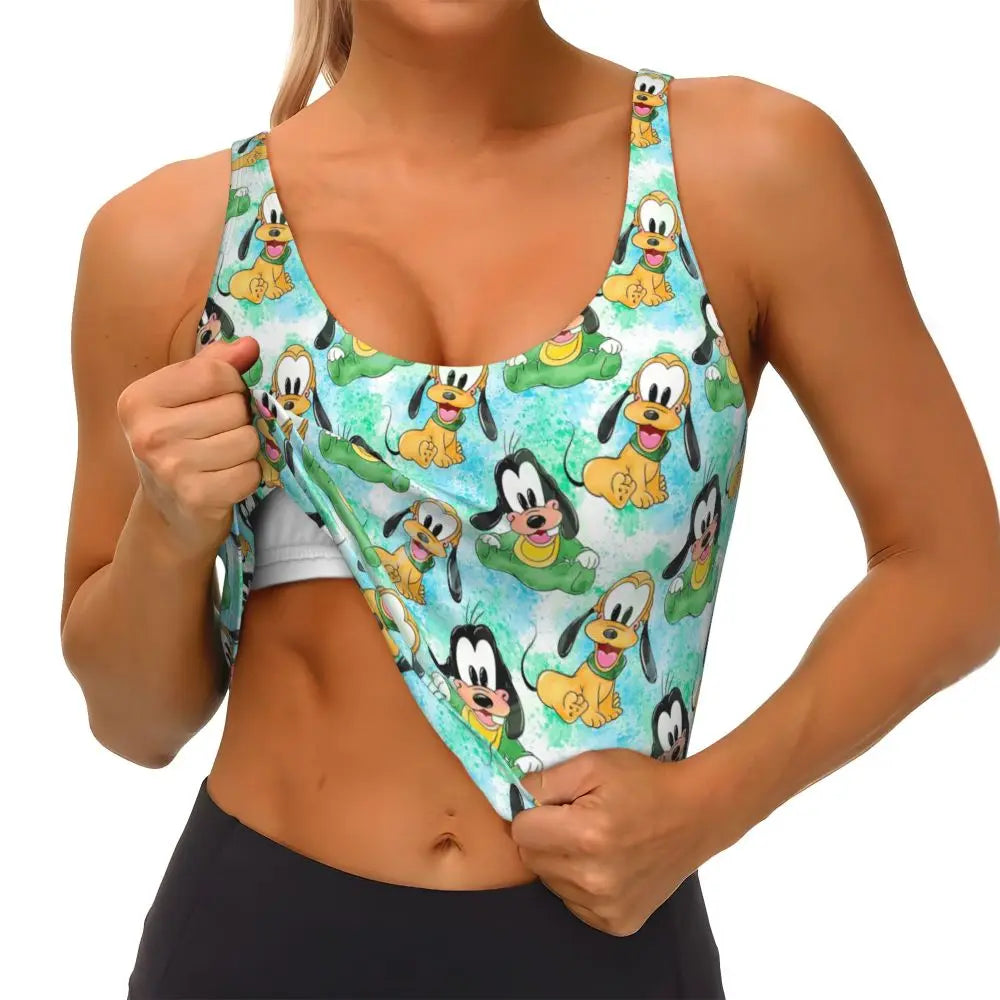 Custom Goofy Cartoons High Impact Sports Bras for Women Mangas Seamless Workout Running Crop Tank Tops