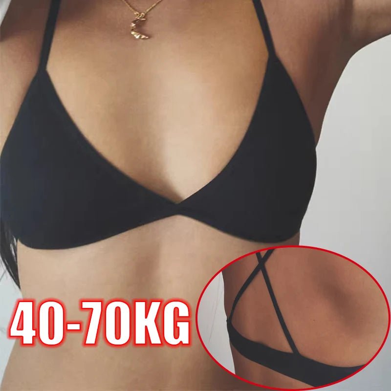 Sexy Seamless Bra Bras For Women Deep-V Triangle Thin Bralette Back Bra Underwear Top Female Solid Shoulder Strap Vest Lingerie