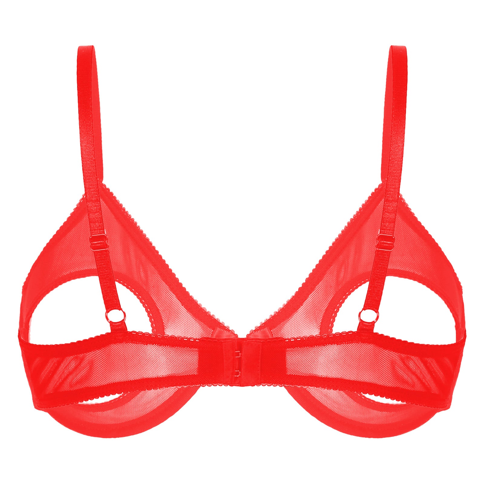 Women's Sheer Mesh Hollow Out Open Nipples Underwired Bra Tops Unlined Bralette Sexy Brassiere Balconette Underwear