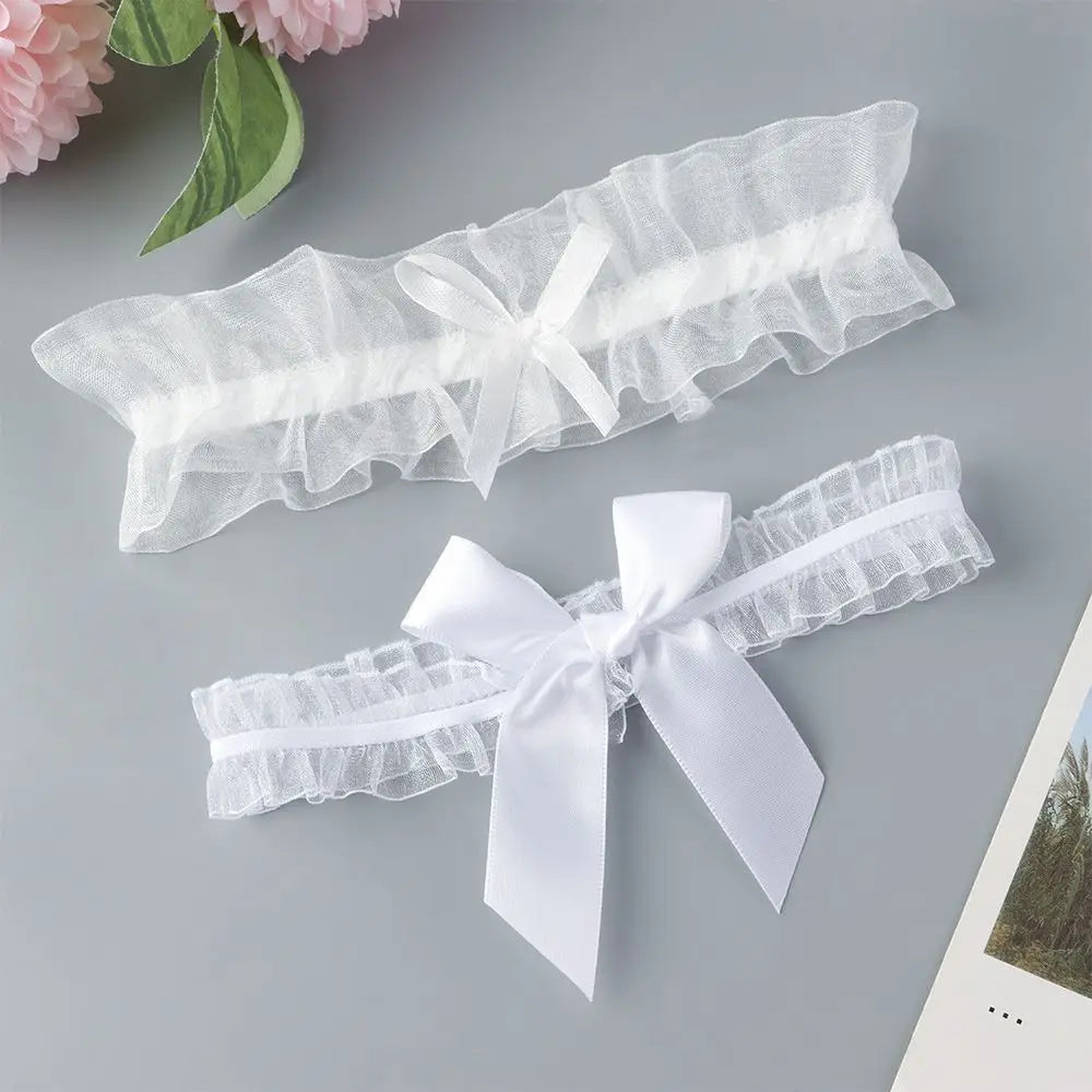 Sexy Fashion Lingerie Garter Belt Wedding Bride Leg Garter Cosplay Party Accessories Bowknot Lace Elastic Leg Ring