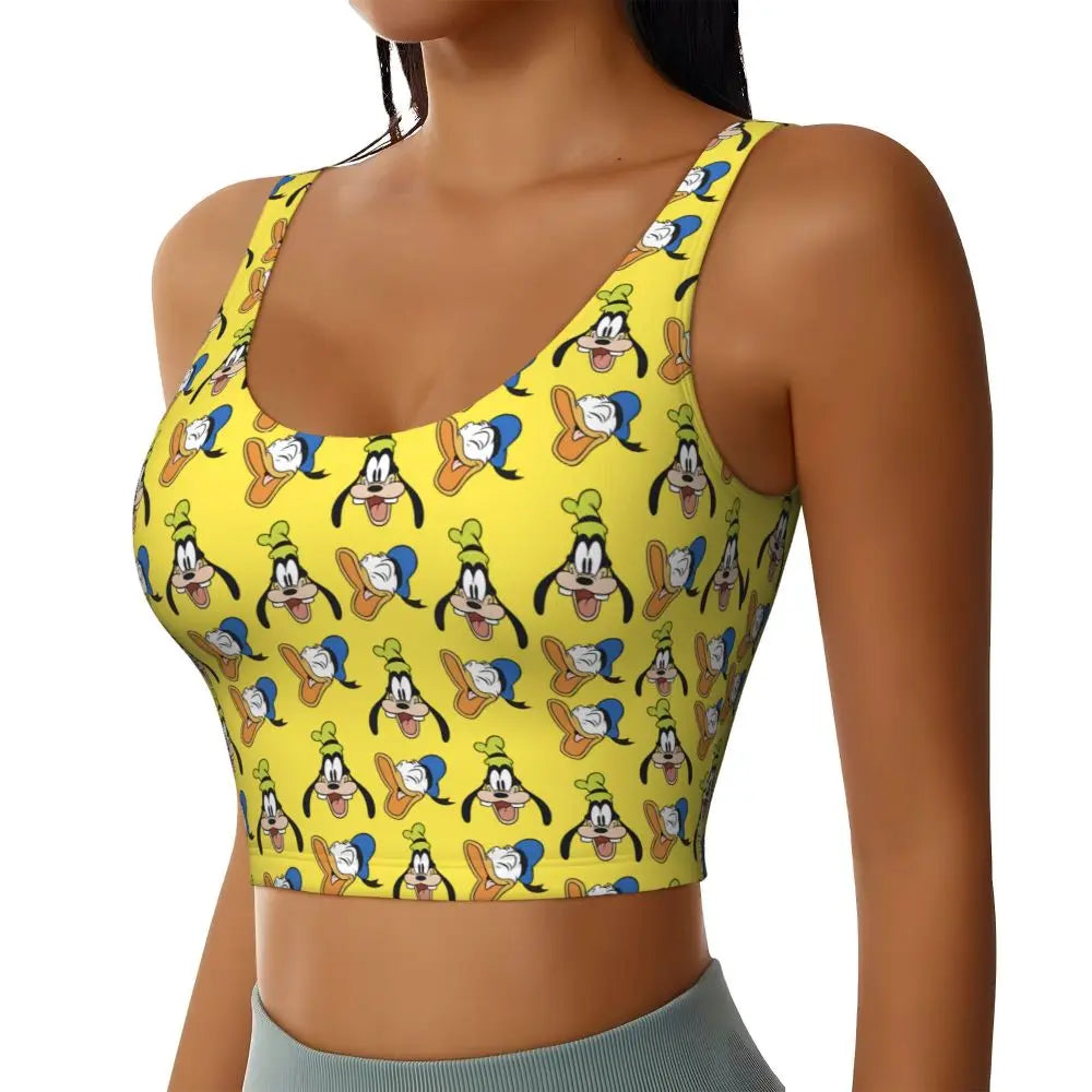 Custom Goofy Cartoons High Impact Sports Bras for Women Mangas Seamless Workout Running Crop Tank Tops