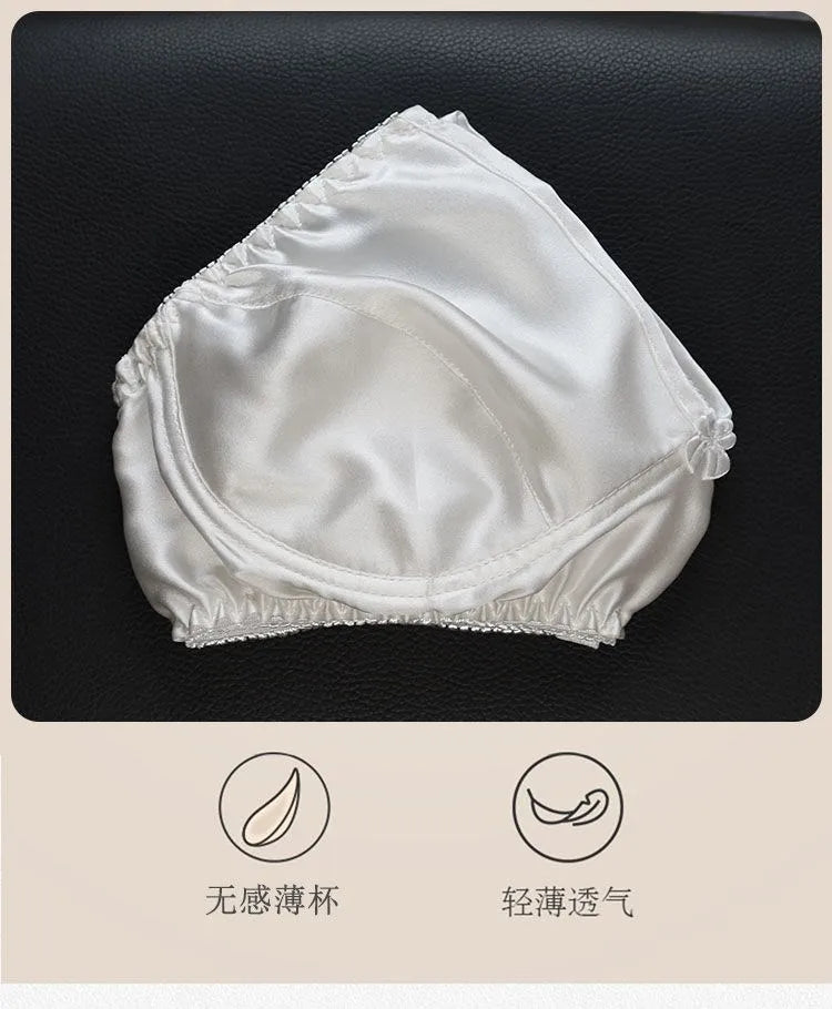 Nipple Coverage Thin Underwear Breathable Healthy 100% Mulberry Silk Double-Sided Silk Bra Wireless Sleep Bra
