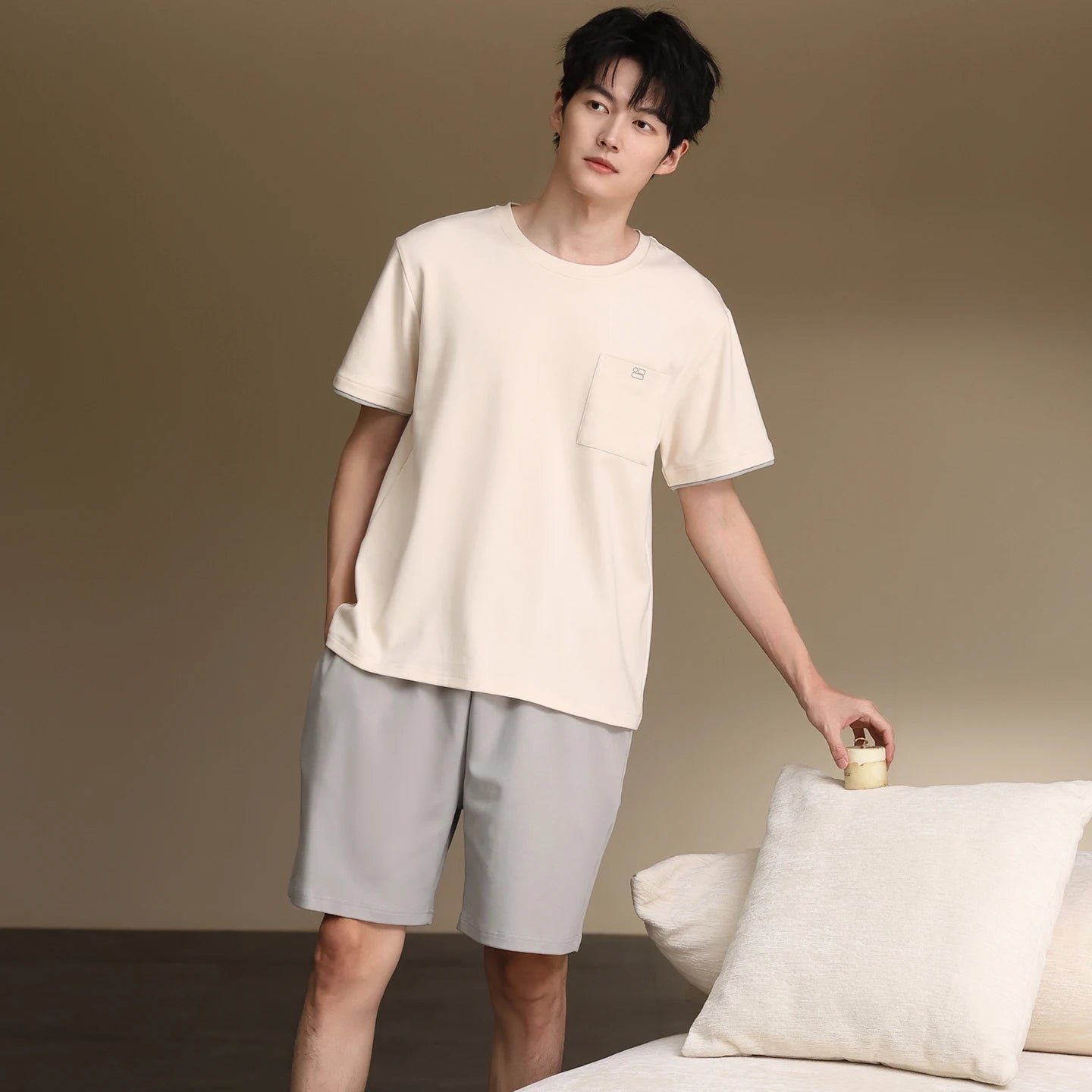 Pyjamas Male Full Pure Cotton Fashion Men Short Sleeve Short Pants Pajamas Set 2 Piece/set Summer Pijama Hombre Home Lounge Gift