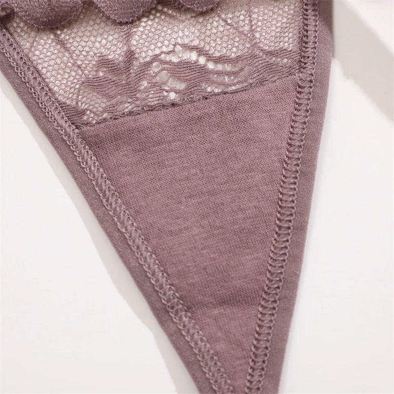 Sexy  Panties 3 PCS/Set Lace G-String Thongs Low Rise Underwear New Perspective Thongs Transparent Floral Breathable Lingerie