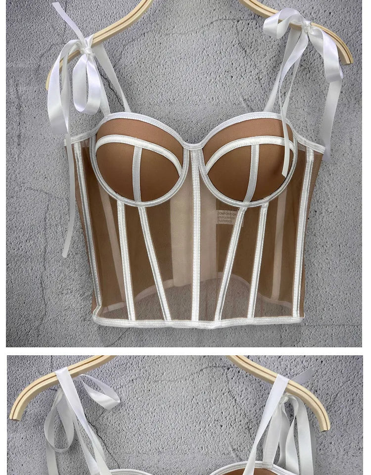 Women Corset Top Strappy Smocked Camisole Undershirt Lady Underwear Bottoming Outer Wear Sexy Fishbone Waist Tops Mujer Lingerie