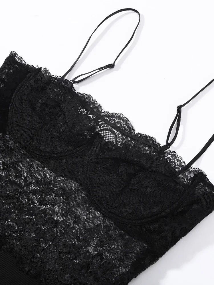 Lace Patchwork Women Slip Dress Sexy Sleeveless Spaghetti Strap See Through Slim Fitting Female Dress Summer Party For Lady 2026