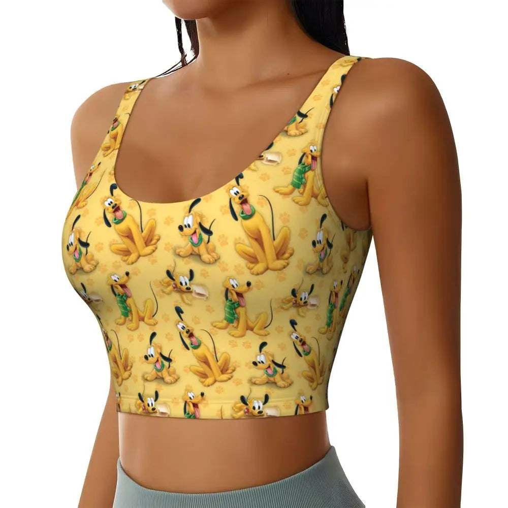 Custom Pluto Anime Manga High Impact Sports Bras for Women Classic Seamless Workout Yoga Crop Tank Tops