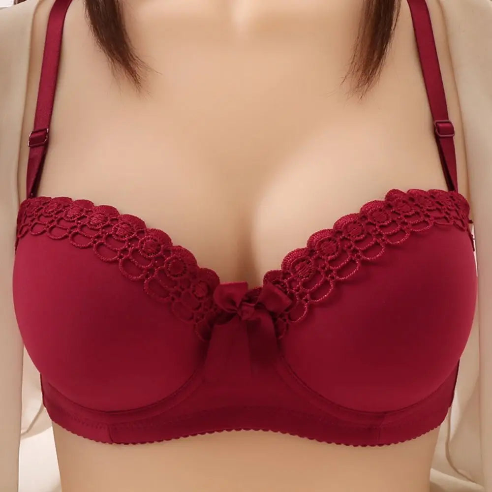 Push Up Gathered Deep V Bra Anti-sagging Underwear Lace Bras Shockproof Lingerie Bras for Women Gift