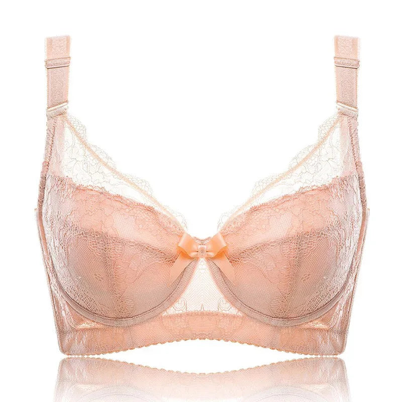 Lace Bra Women's Full Coverage Lightly Padded Underwire Balconette 34 36 38 40 42 44 46 B C D E F G H I J