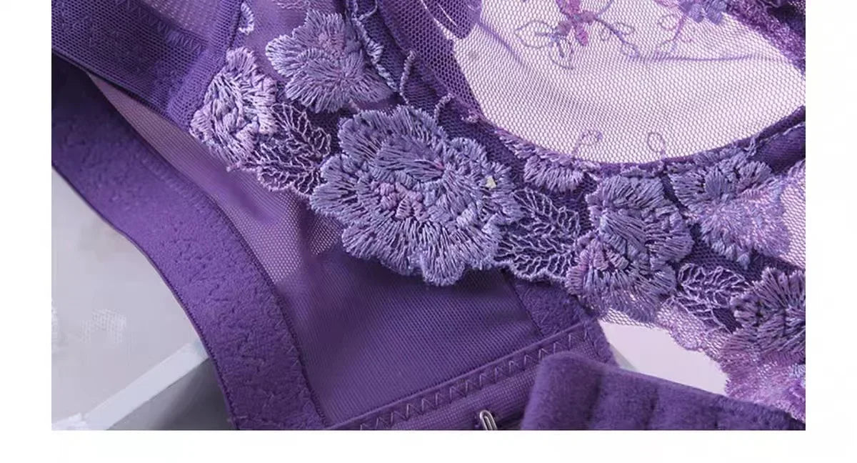 Full Coverage Plus Size Women Sexy Lace Bra Underwire Embroidery Brassiere 75 80 85 90 95 100 105 110 B C D E F G H