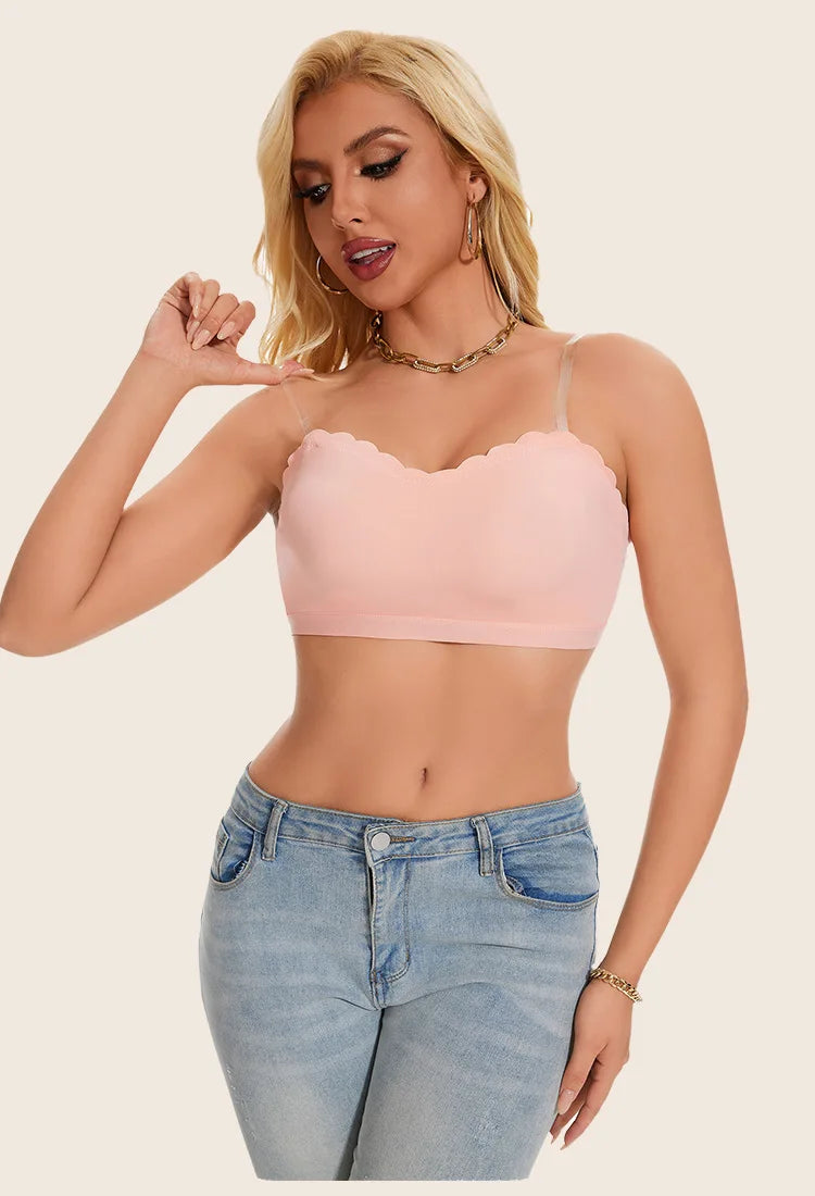 Lingerie Wireless Gather Bra Women Invisible Bra Front Buckle Push up Seamless Bra Sexy Strapless Underwear Waves Grain Bras