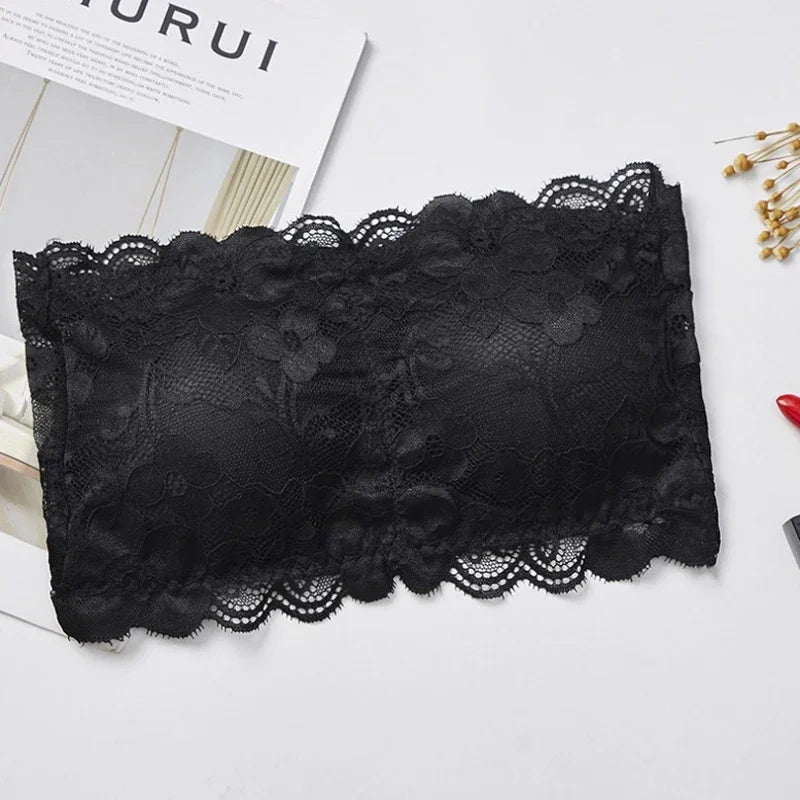Lace Invisible Strapless Bras Women'S Solid Wrapped Chest Sexy Tube Top Underwear Female Beautiful Tank Top Seamless Crop Top