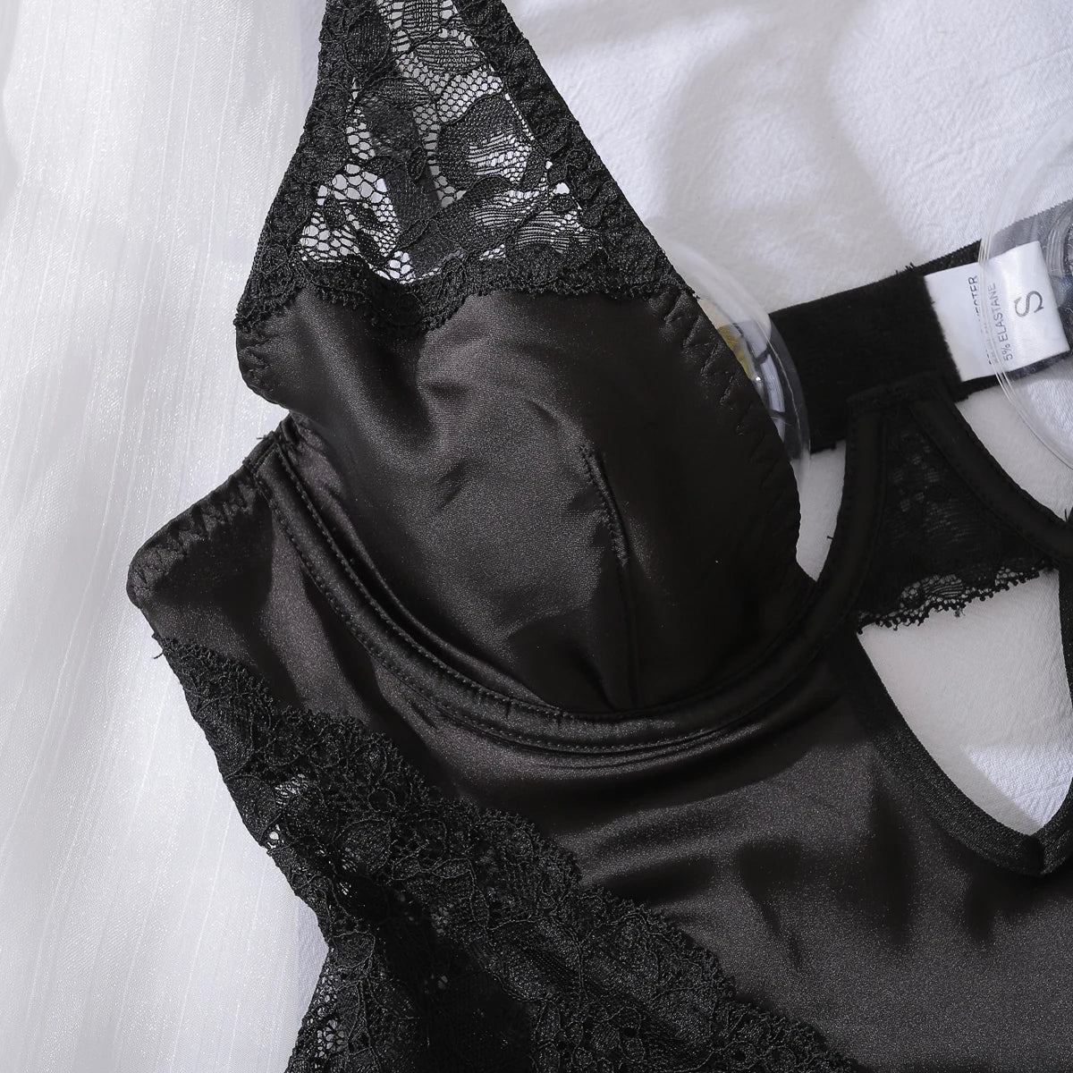 Ellolace Sexy Deep-V Neck Satin Dress Sexy Lingerie Lace Patchwork Split Sissy Night Dress Women Slip Dress Silk Nightwear