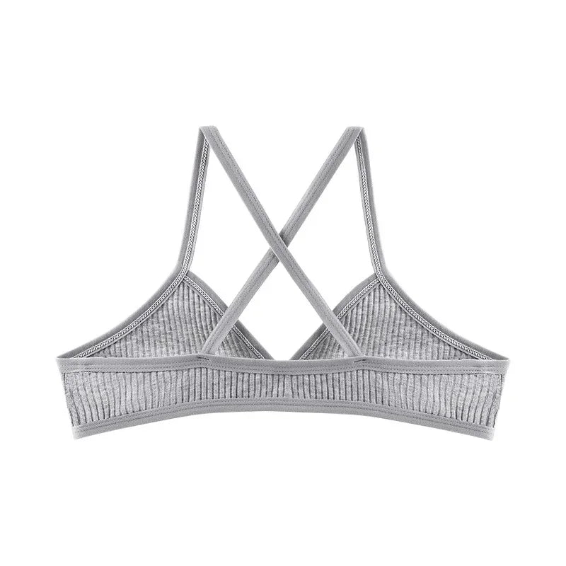 Comfort lingerie Cotton Bras For Women Thin Style Unlined Bralette Sexy Deep V Triangle Cup Cross Beauty Back Bra бюстгальтер