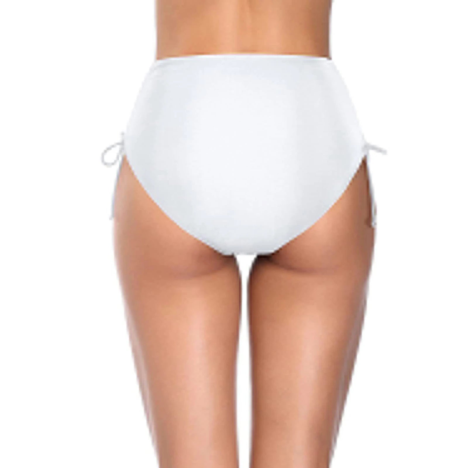 Basic Tight Swimming Bottoms for Female Solid Color High Waist Full Coverage Bikini Split Swimsuit Briefs Beach Drawstring Trunk