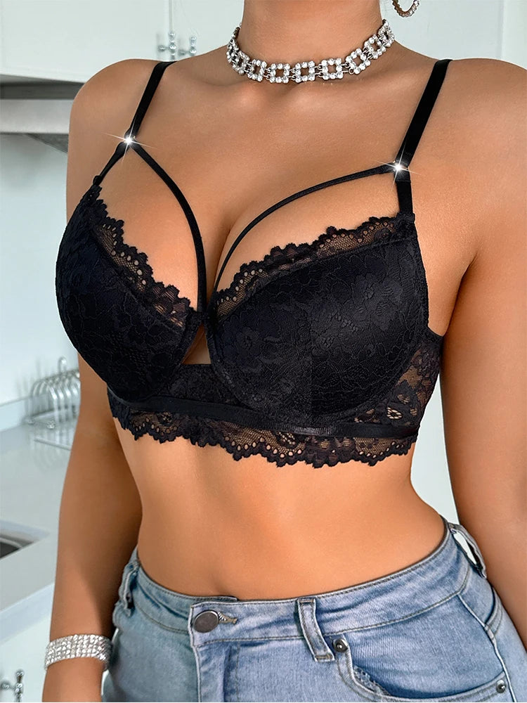 Women's Sexy Lace Bra Underwire Push-Up Support Anti-Sagging Beautiful Breasts Suitable For Dating Comfortable 3/4 Cup Daily Bra