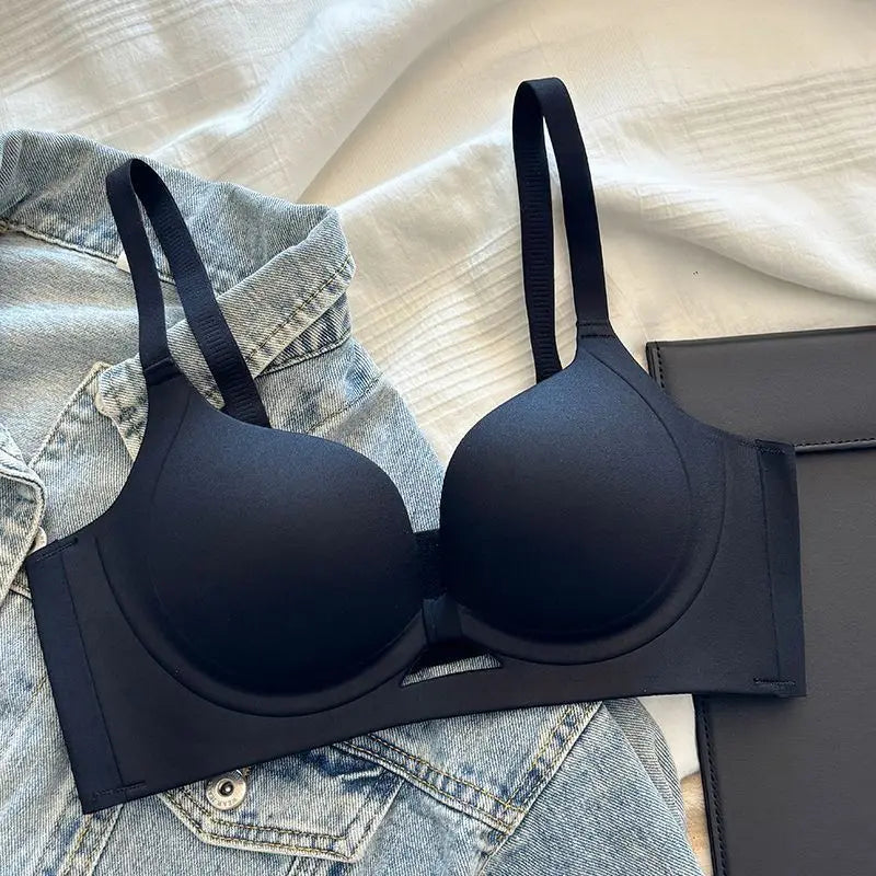 Strapless Push Up Bra for Small Bust - Lift Enhance Anti-Sag Side Coverage Wireless Comfort Convertible T-Shirt Bra A-C Cup
